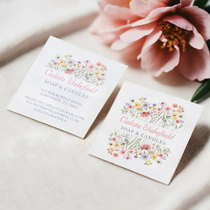 Watercolor Wildflowers & Foliage Square Business Square Business Card