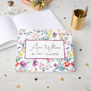 Watercolor Wildflowers for Memorial Service Guest Book