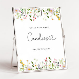 Watercolor wildflowers guess how many candies poster