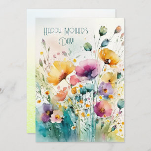 Watercolor Wildflowers Happy Mother's day  Holiday Card