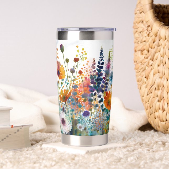 Watercolor wildflowers insulated tumbler (Living Room)