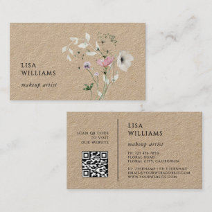 Watercolor Wildflowers Kraft Business Card
