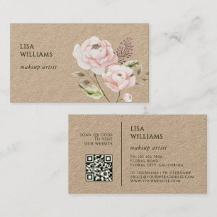 Watercolor Wildflowers Kraft Business Card