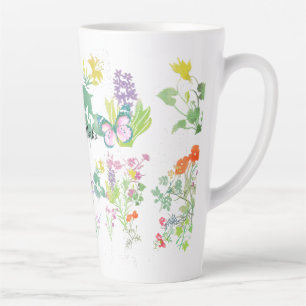 Watercolor wildflowers latte mug