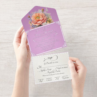 Watercolor Wildflowers - Lavender All In One Invitation