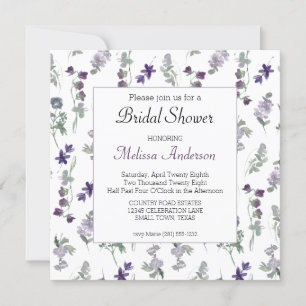 Watercolor Wildflowers Lavender Bridal Shower