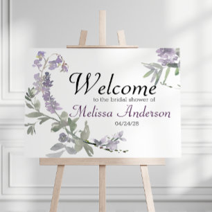 Watercolor Wildflowers Lavender Shower Poster