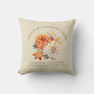 Watercolor wildflowers leaves fall autumn quotes cushion