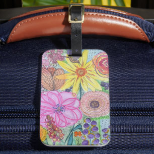 Watercolor Wildflowers Luggage Tag