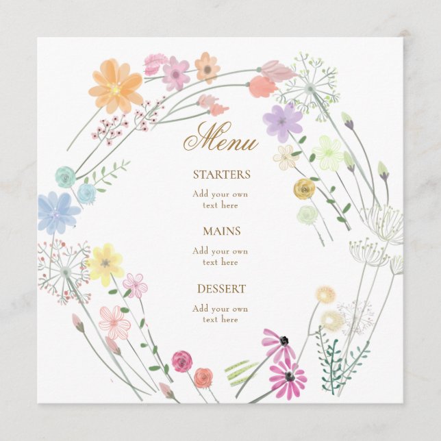 watercolor wildflowers menu (Front)