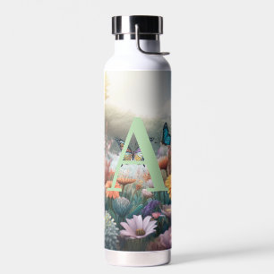 Watercolor Wildflowers Monogram Water Bottle