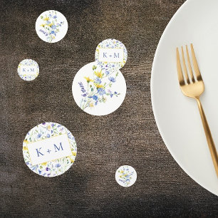 Watercolor Wildflowers Monogram Wedding Confetti