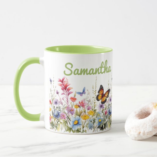 Watercolor Wildflowers Mug (With Donut)