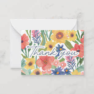 Watercolor Wildflowers of Gratitude Thank You Note Card