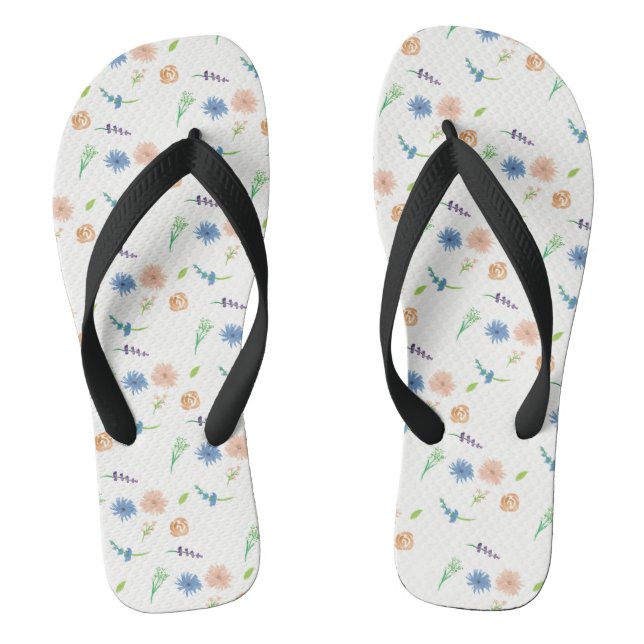 Watercolor Wildflowers Original Art Thongs (Footbed)