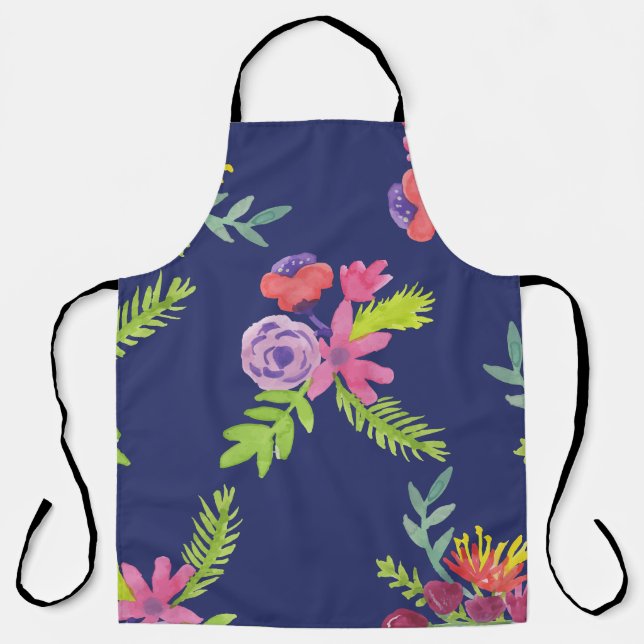 Watercolor Wildflowers Pattern Apron (Front)