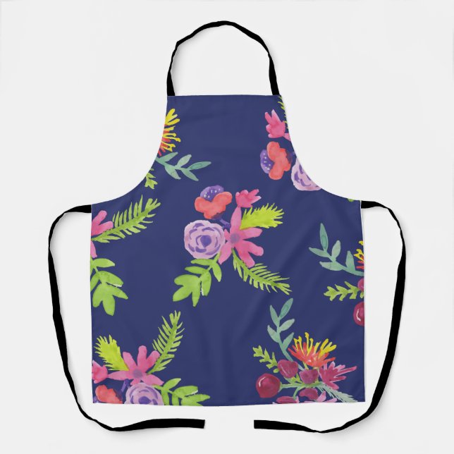 Watercolor Wildflowers Pattern Apron (Front)