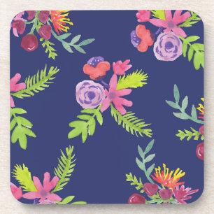 Watercolor Wildflowers Pattern Coaster