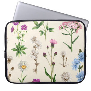 Watercolor wildflowers pattern. laptop sleeve