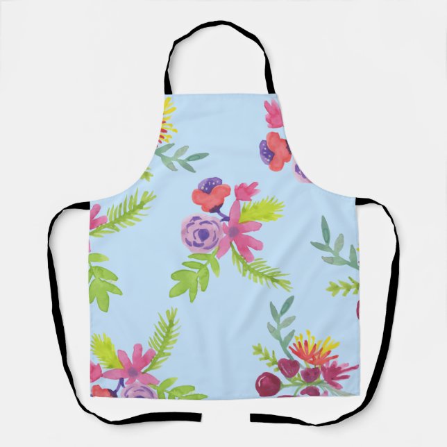 Watercolor Wildflowers Pattern Leggings Wrapping P Apron (Front)