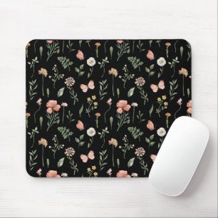 Watercolor Wildflowers Pattern Mouse Pad