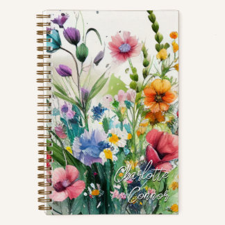 Watercolor Wildflowers Personalised Art Notebook