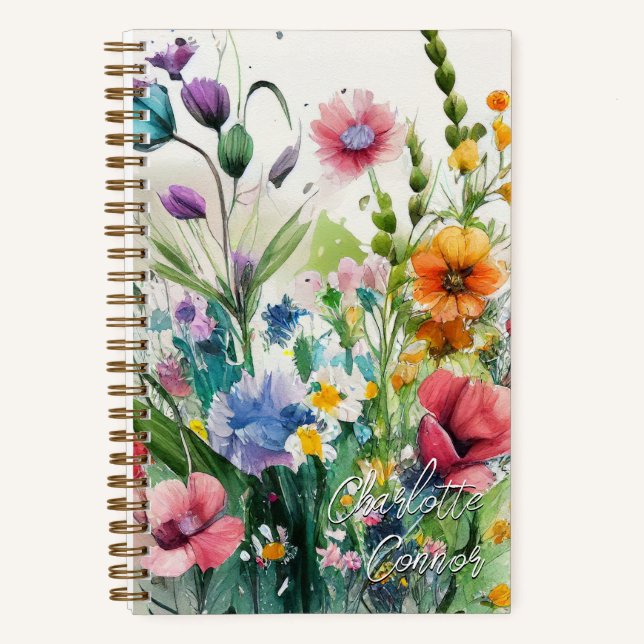 Watercolor Wildflowers Personalised Art Notebook (Front)