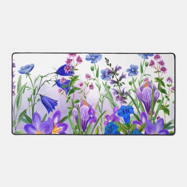 Watercolor Wildflowers Personalised Script Name Desk Mat (Front)