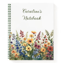 Watercolor Wildflowers Personalised Summer Journal