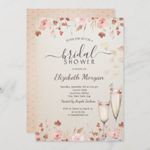 Watercolor Wildflowers Petals Prosecco Invitation