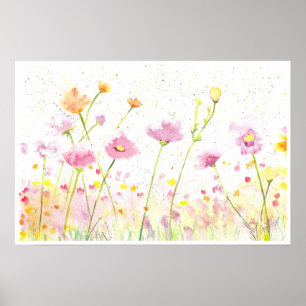 Watercolor wildflowers print