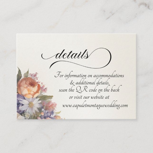 Watercolor Wildflowers, QR Code - Ivory Enclosure Card (Front)