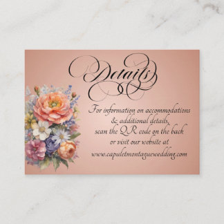 Watercolor Wildflowers, QR Code - Rose Gold Enclosure Card