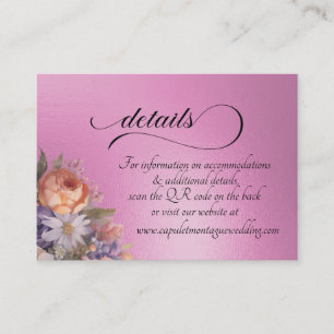 Watercolor Wildflowers, QR Code - Rose Pink Enclosure Card