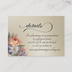 Watercolor Wildflowers, QR Code - Wheat Enclosure Card