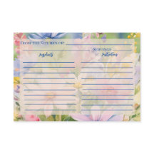 Watercolor Wildflowers Recipe Enclosure Card