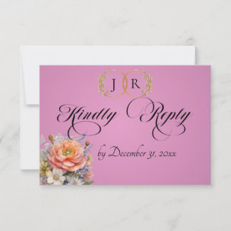Watercolor Wildflowers - Rose Pink RSVP Card