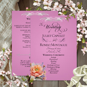 Watercolor Wildflowers - Rose Pink Wedding Program