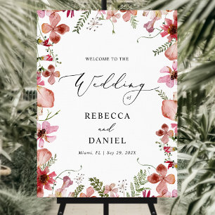 Watercolor Wildflowers Rustic Wedding Poster