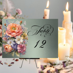 Watercolor Wildflowers - Sage Table Number