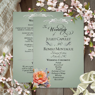Watercolor Wildflowers - Sage Wedding Program