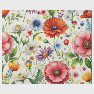 Watercolor Wildflowers Seamless Decoupage Paper