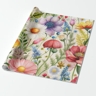 Watercolor Wildflowers Seamless Decoupage Paper