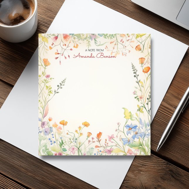 Watercolor Wildflowers Soft Pastel Floral Notepad (Watercolor Wildflowers Soft Pastel Floral Notepad)