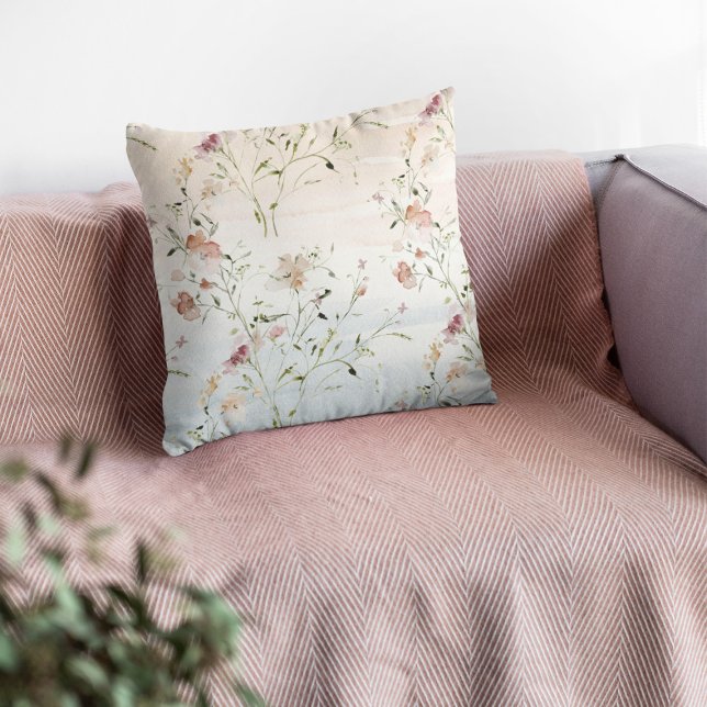Watercolor Wildflowers Spring  Cushion (Creator Uploaded)