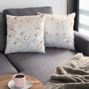 Watercolor Wildflowers Spring Summer Cushion