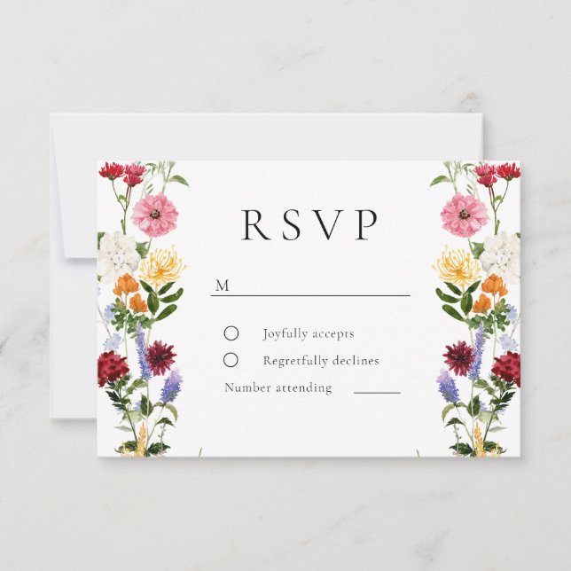 Watercolor Wildflowers Spring Summer Wedding RSVP Card (Front)