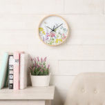 Watercolor Wildflowers Summer Meadow Floral   Clock<br><div class="desc">Bring the beauty of nature into your home with this Watercolor Wildflowers Spring Clock. The colourful floral design is perfect for adding a touch of spring to your decor. This spring clock makes a great gift for anyone who loves nature and floral decor. It is a wonderful addition to any...</div>