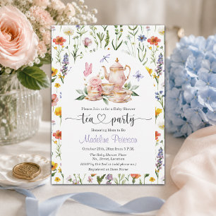 Watercolor Wildflowers Tea Party Baby Shower Invitation