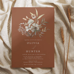Watercolor Wildflowers Terracotta Wedding  Invitation